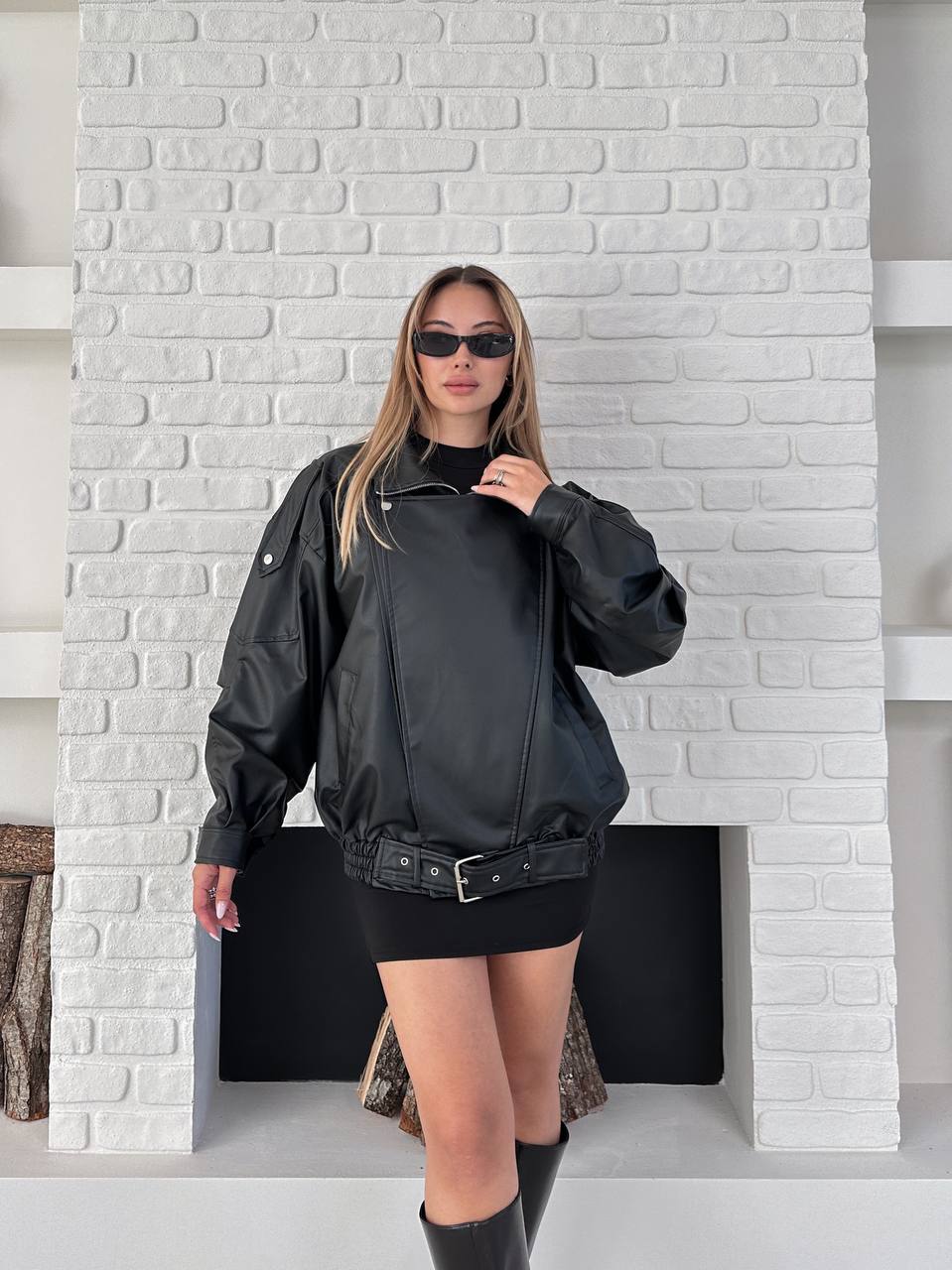 Кожено яке ovewsize в черно 263